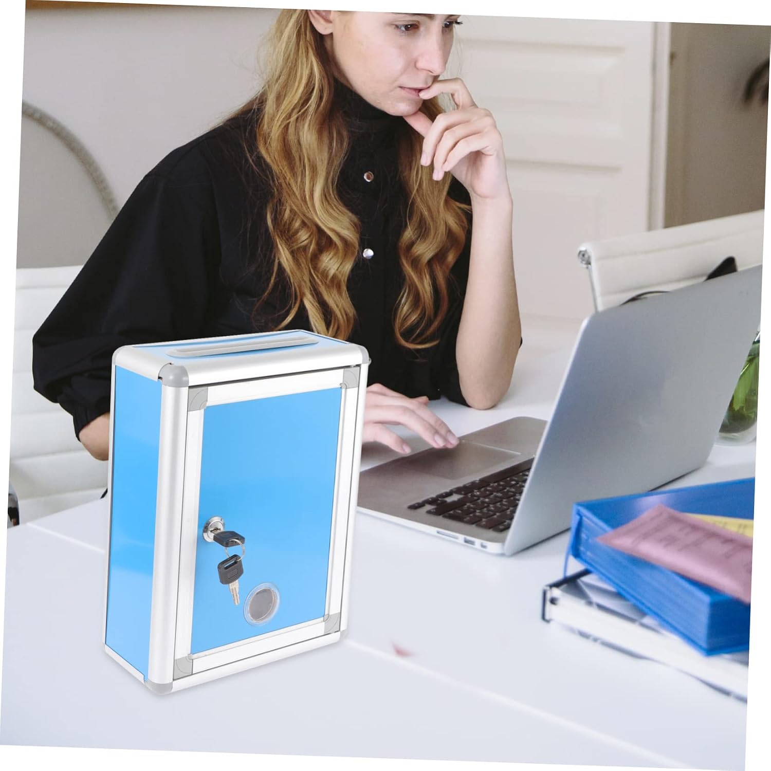 Gadpiparty Wall Mount Mailbox with Security Lock Weather Resistant Aluminum Suggestion and Complaint Box for Indoor Outdoor Use Space Saving Hanging Design for Office Church Restaurant