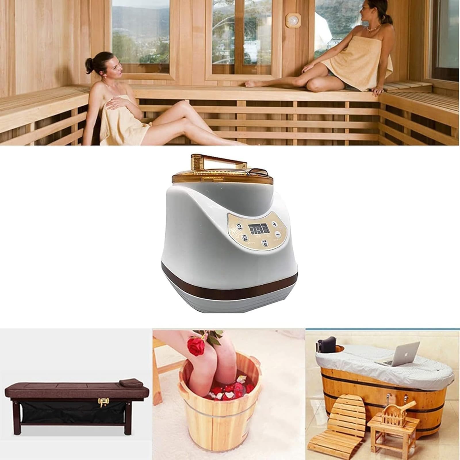 Generatore di vapore portatile per sauna, 1000 W, 2 l, con display digitale e telecomando, ideale per la famiglia benessere e la spa