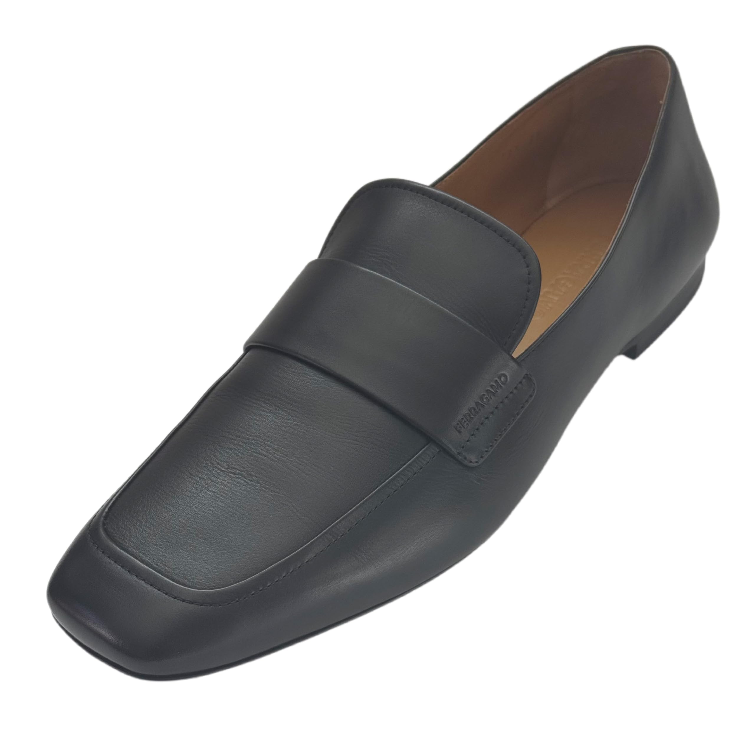 Ferragamo Gedeone Strap Slip-On Loafers Black Calf Leather Mens Casual Business Dress Shoes Salvatore