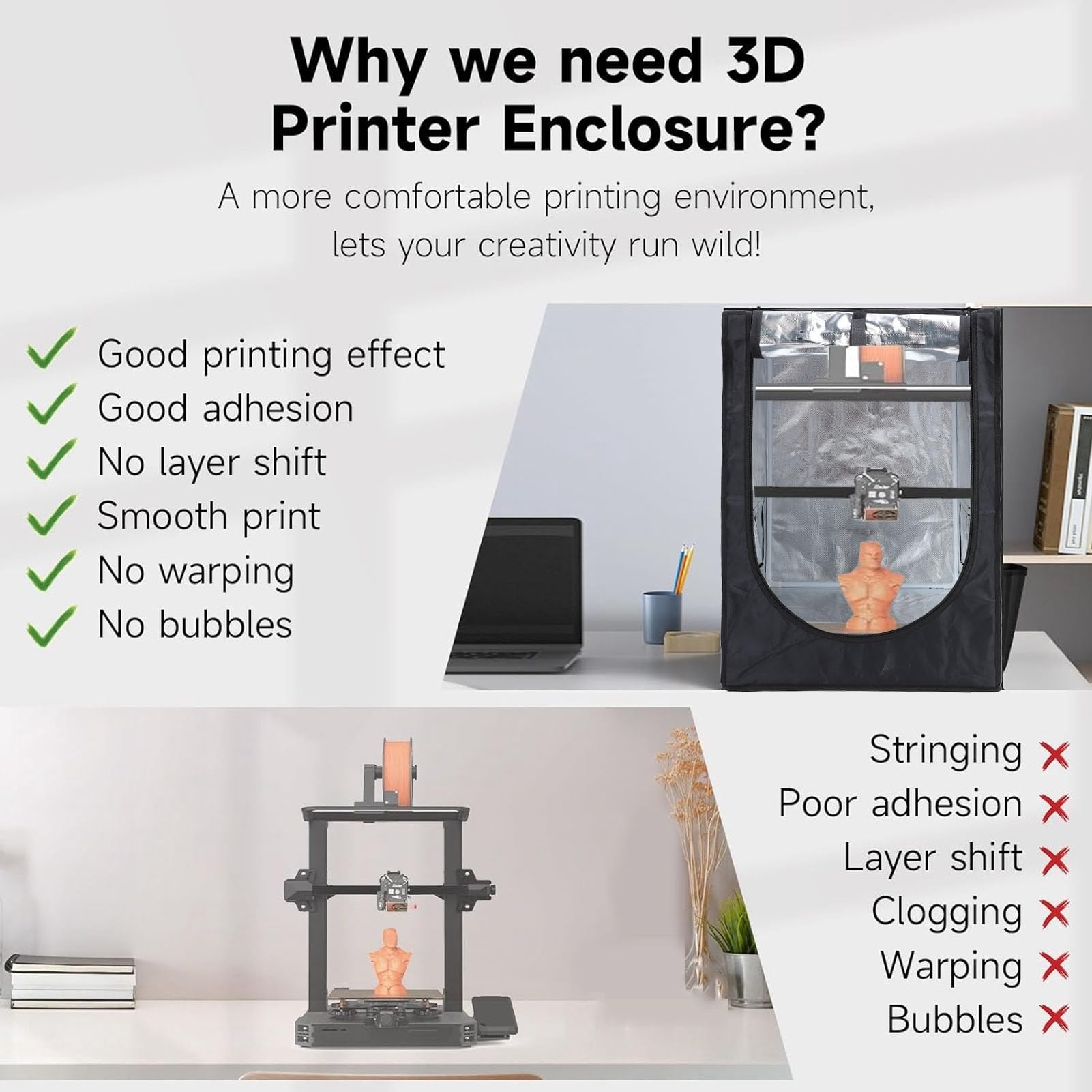 Custodia per Stampante 3D, Tenda Ignifuga e Antipolvere, Copertura Protettiva a Temperatura Costante, per Ender 3 V3 SE/Ender 3/3 V2/3 V2 Neo/3 Pro/3 Neo/3S