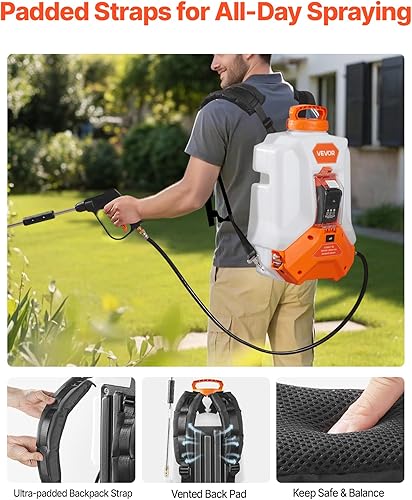 Miniatura 23 de VEVOR Pulverizador de malezas de jardín de 15 galones con carrito con ruedas, manguera de 126 pies con carrete, 8 boquillas, 2 varitas con gatillo