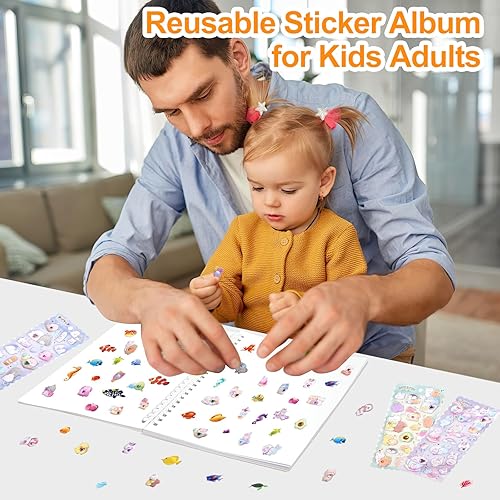 Miniatura 6 de Álbum de recolección de calcomanías para niños y adultos, cuaderno organizador de calcomanías reutilizable para colección y organización de