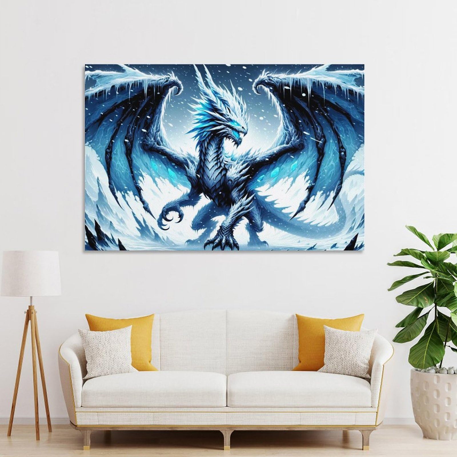 Junmoney The Blizzard Dragon Canvas Wall Decor, 20x30inch(50x75cm), for Home Lounge, Bedroom Or Reading Nook, Modern Wall Decor for Cosy Interiors