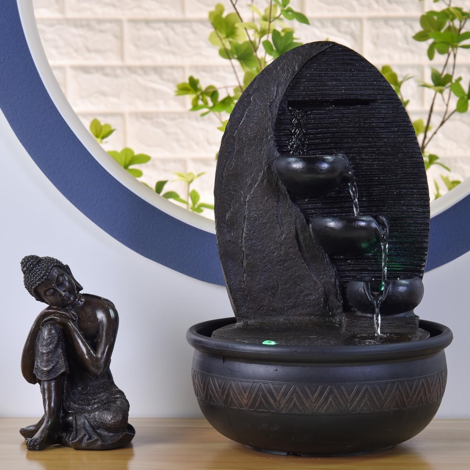 Zen'Light - Fontana Buddha Grace, in resina/bronzo, 26 x 26 x 40 cm