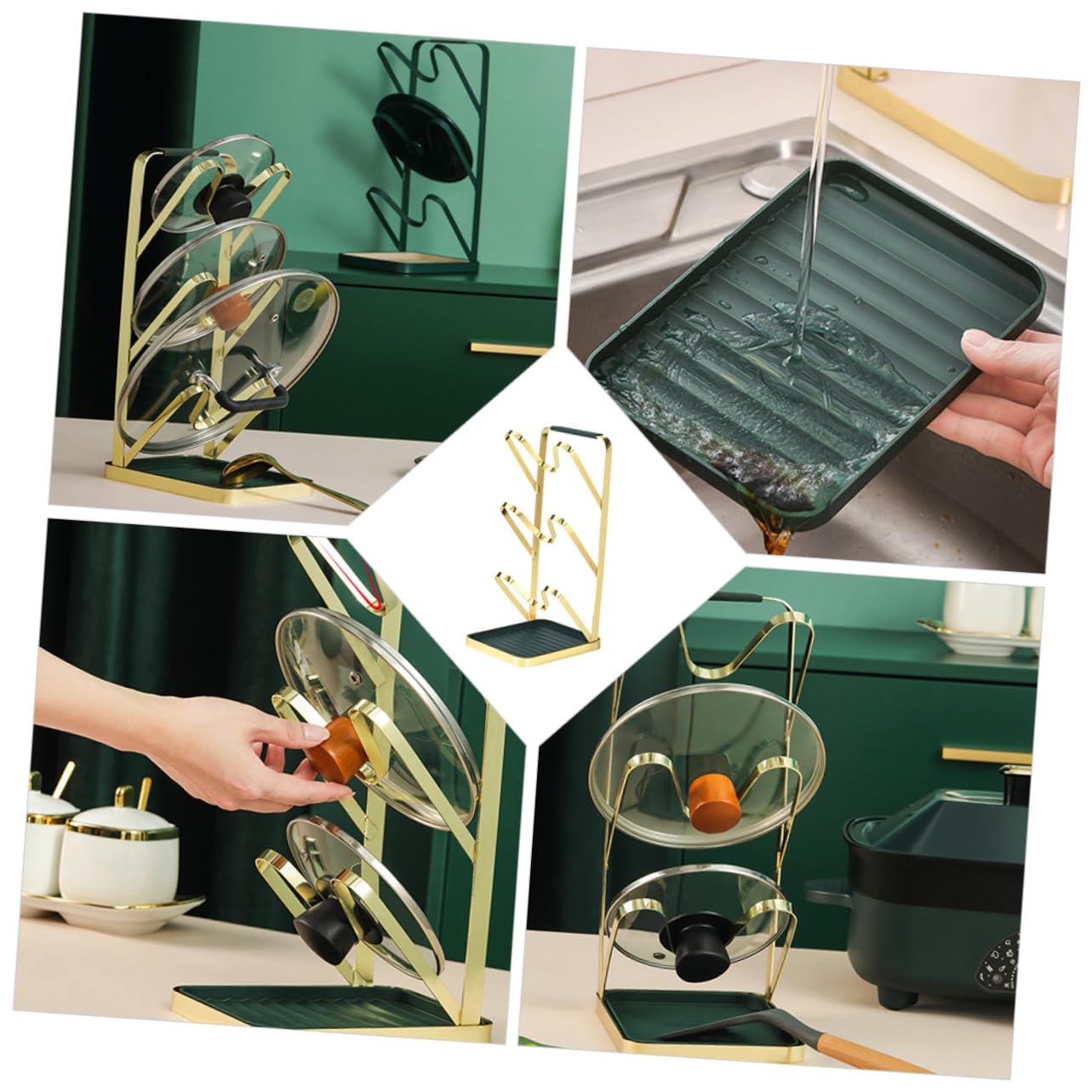 1pieza Organizador De Tapas De Cocina De Soporte Estable Para Cubiertas De Olla Almacenamiento Práctico y Moderno Para Utensilios De Cocina