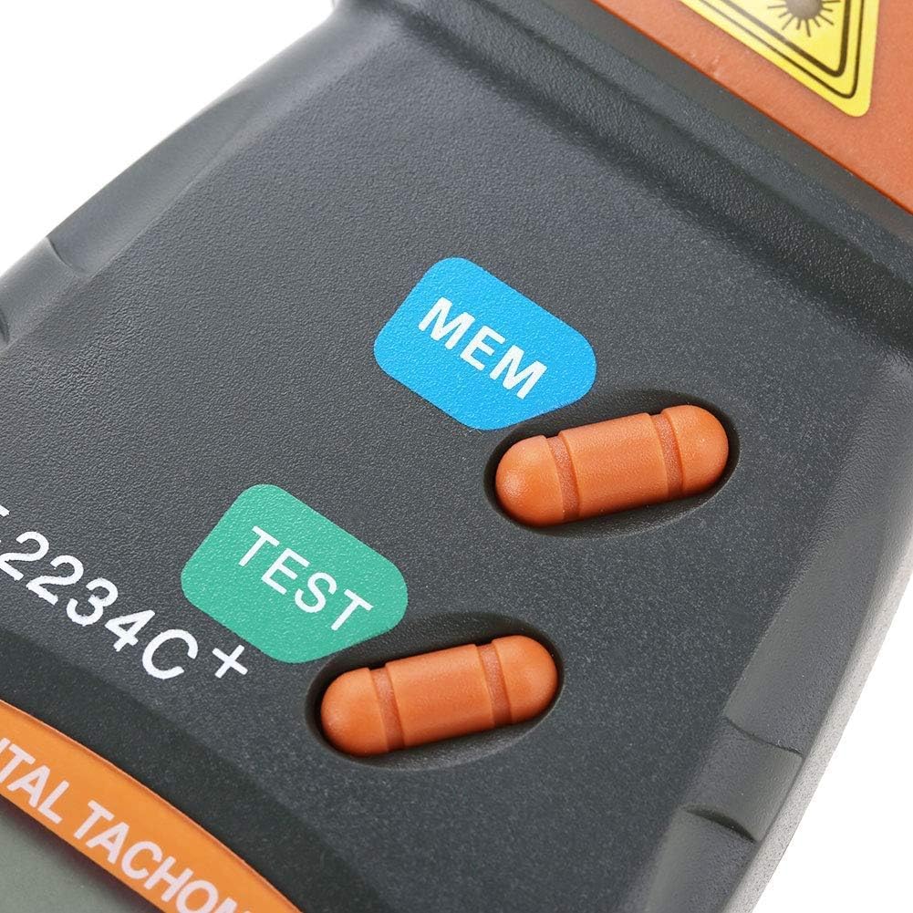 Tachymètre Numérique Compte-tours Digital Professionnel Écran LCD Tachomètre Testeur Compteur de Tours Autochange avec Batterie Résistant 6F22 9V Sans Contact RPM Tach