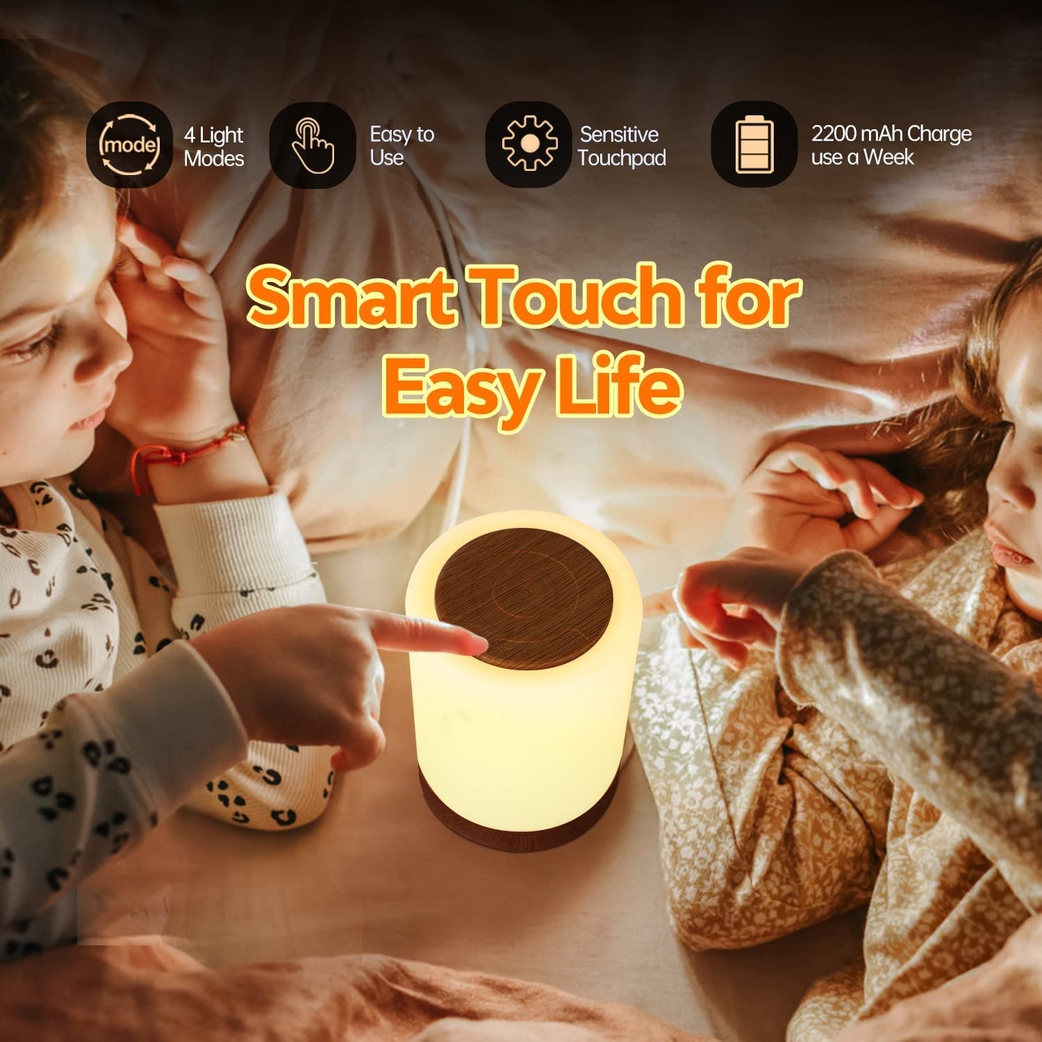 Aisutha Lámparas de Mesita de Noche, luz Noturna LED con 10 colores y 4 modos Control Tactil Regulable Usb Recargable Cambio de Color Rgb para Niños Habitación