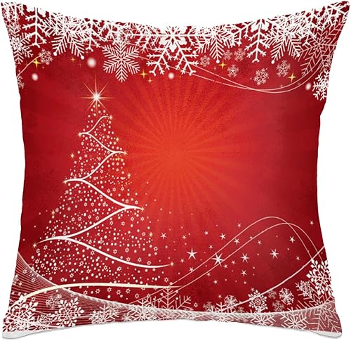 Pardick Fundas de almohada decorativas para árbol de Navidad, copos de nieve, fundas de almohada decorativas para dormitorio, sala de estar, sofá,