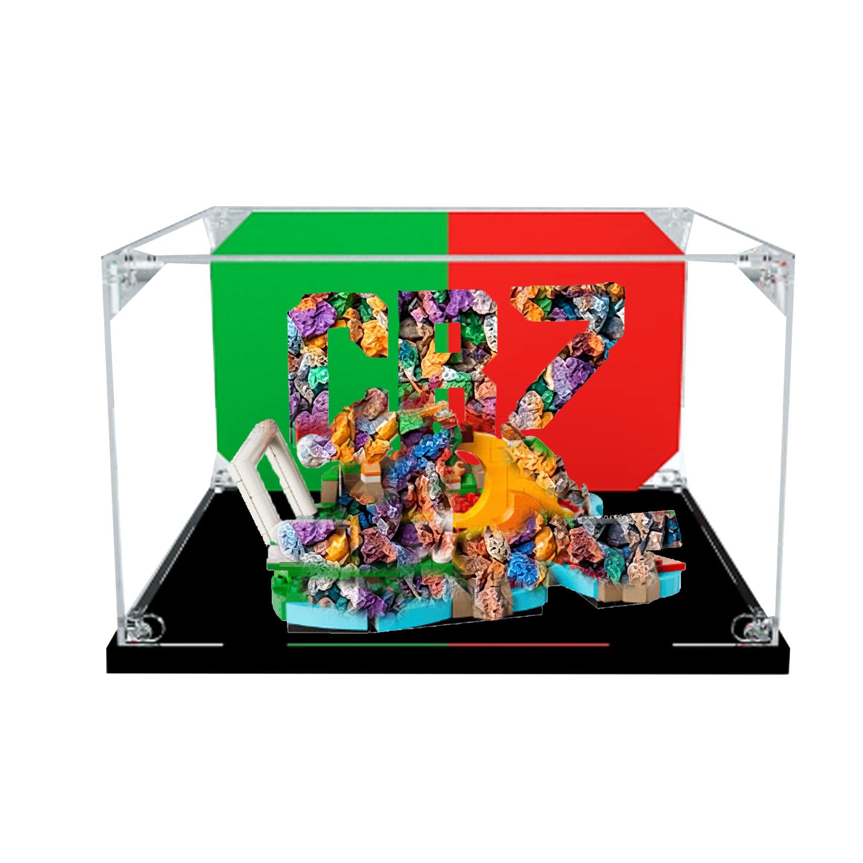 Acrylic Display Case for Le-go 43012 The Moment of the Goal Model, Dustproof Display Box (display box only) (StyleA Background 3mm)