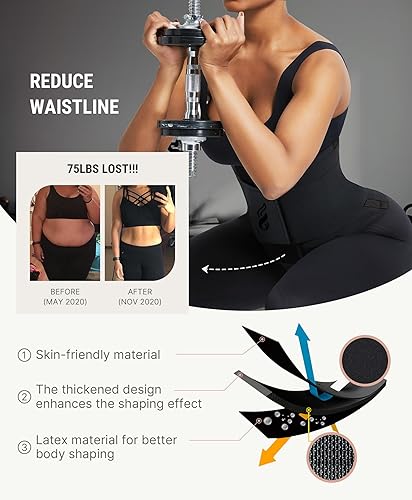 Miniatura 3 de FeelinGirl Cinturón de entrenamiento de cintura, reductor de cintura, cinturón de abdominales, control de abdomen, moldeador de cuerpo con triple