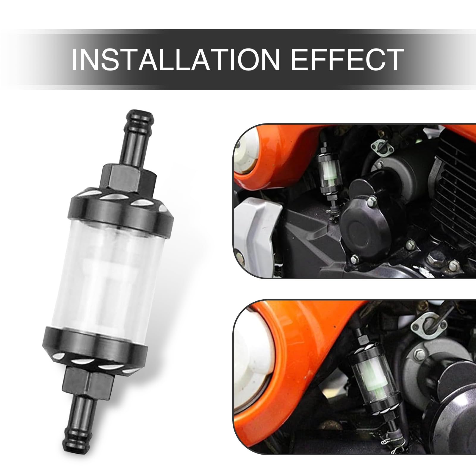 6inch In-Line Red Fuel Filter Cylindrical Aluminum - Foto 9