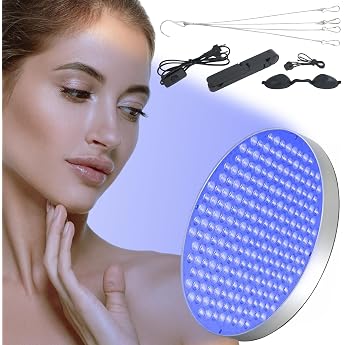 Tanning Lamp Solarium for Home 250 LEDs 460 NM Portable Tanning Light for Face and Body Round Face Tanner Sun Lamp Daylight with Foldable Stand and Hanging Hooks Silver
