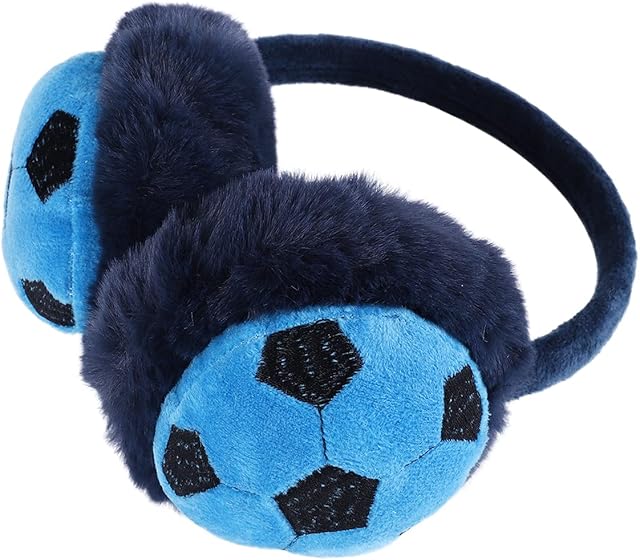 Qchomee Kids Cute Football EarMuffs Boys Girls Ear Warmers Plush Furry Ear Cover Windproof Ear Hamburg Headband Fashion Adjustable Ear Wrap Christmas Birthday Gifts for Child Boys Girls