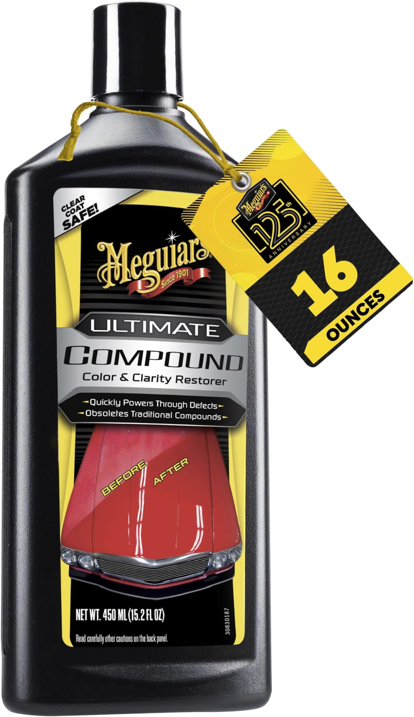 Meguiar's Ultimate Compound - Pro-Grade Car Scratch Remover, Paint Correction Compound that Removes Defects While Adding Gloss and Shine, Single Stage and Clear Coat Scratch Remove, 15.2 Oz