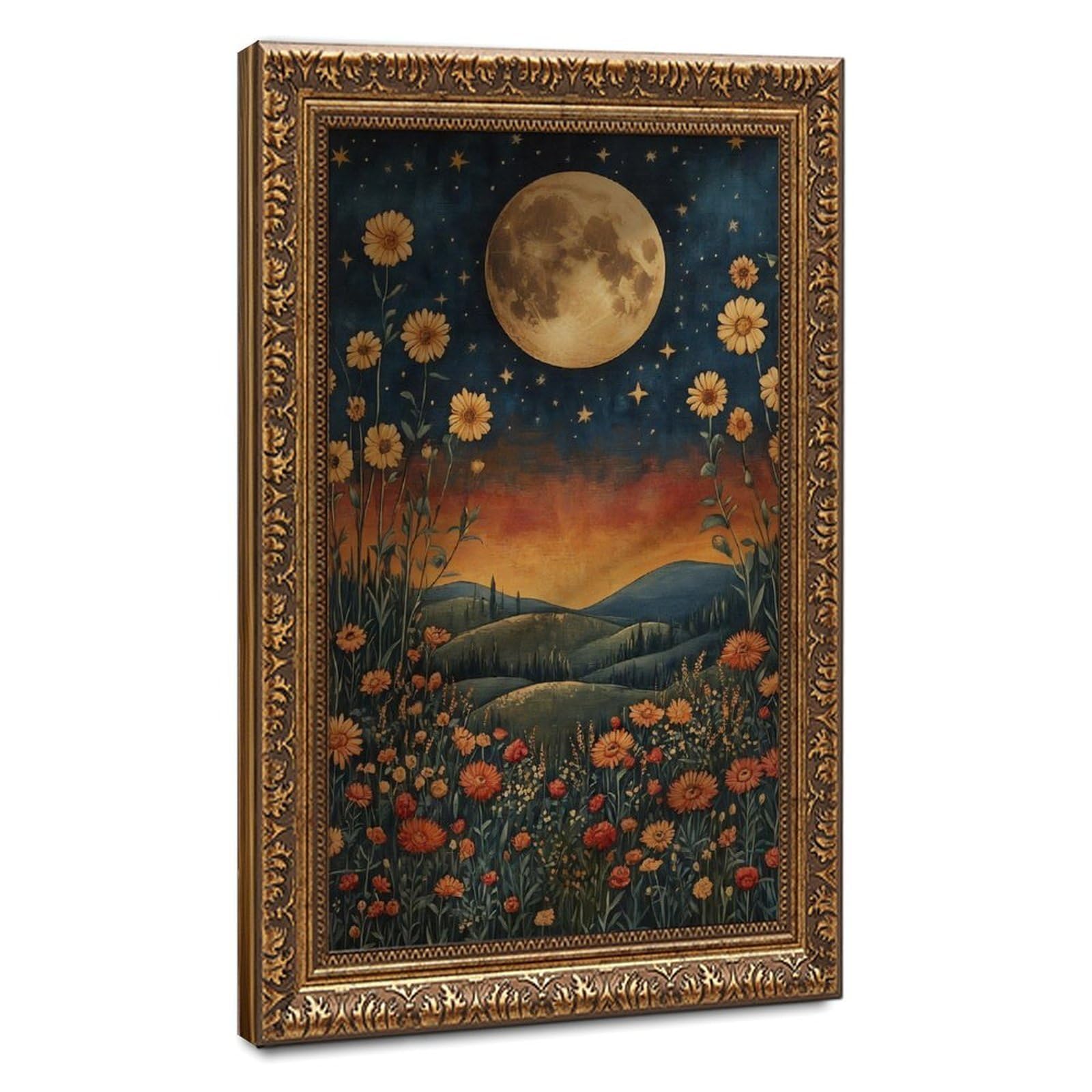 Bareronor Turquoise Celestial Moon (2) Canvas Poster Bedroom Decor Landscape Office Room Decor Gift 24" L X 36" W