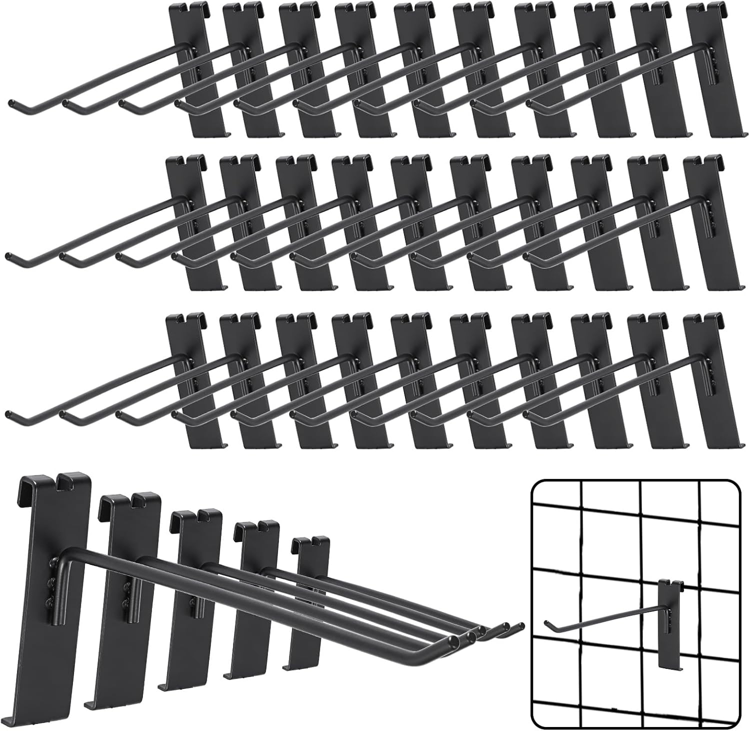 35 Pcs Gridwall Hooks, 8 Inch Metal Grid Hooks for Retail Garage Workspace Home Organization, Grid Wall Panels Accessories, Display Hooks Hangers for Clothes Painting Photography Canvas