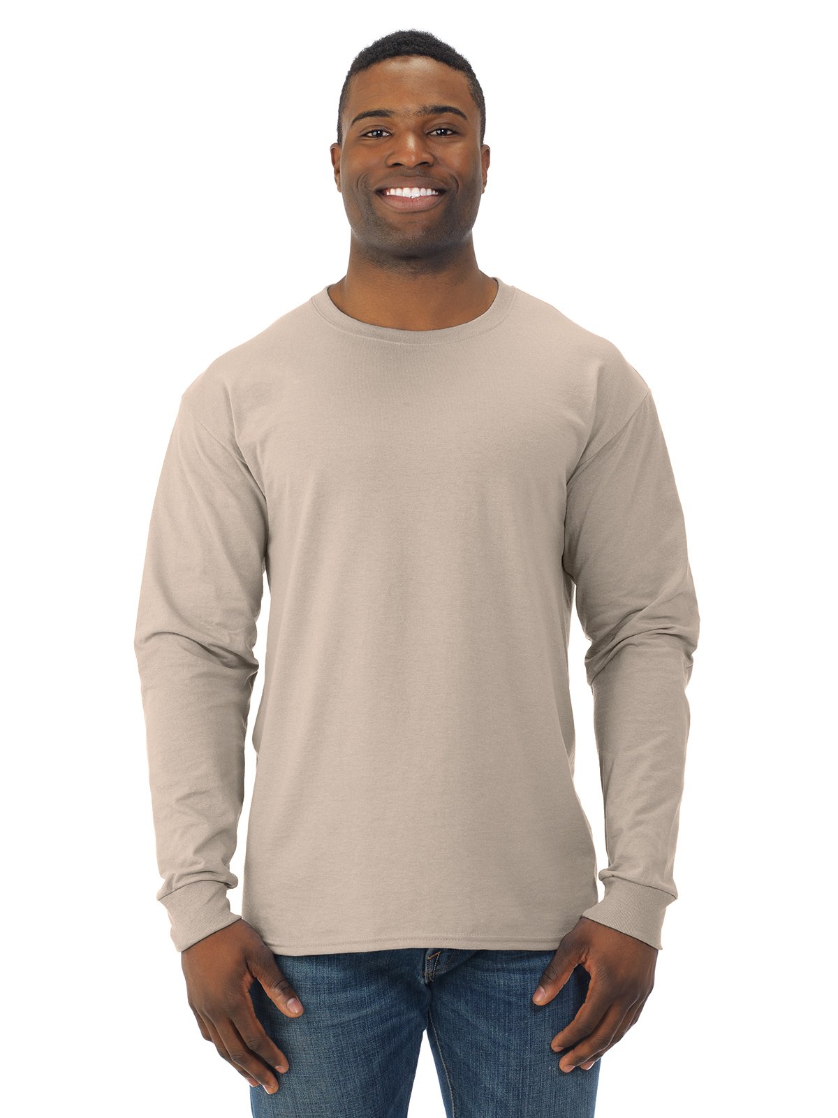 JerzeesAdult Long-Sleeve Heavyweight Blend T-Shirt (Sandstone) (X-Large)