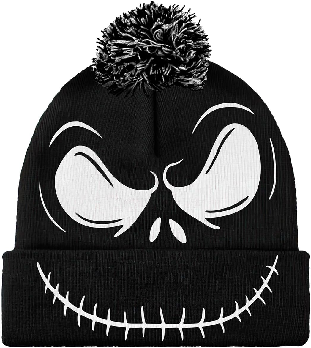 Christmas Knit Beanie Hat with Pompom Xmas Cuffed Stretchy Crochet Winter Warm Cap for Adult Men Women