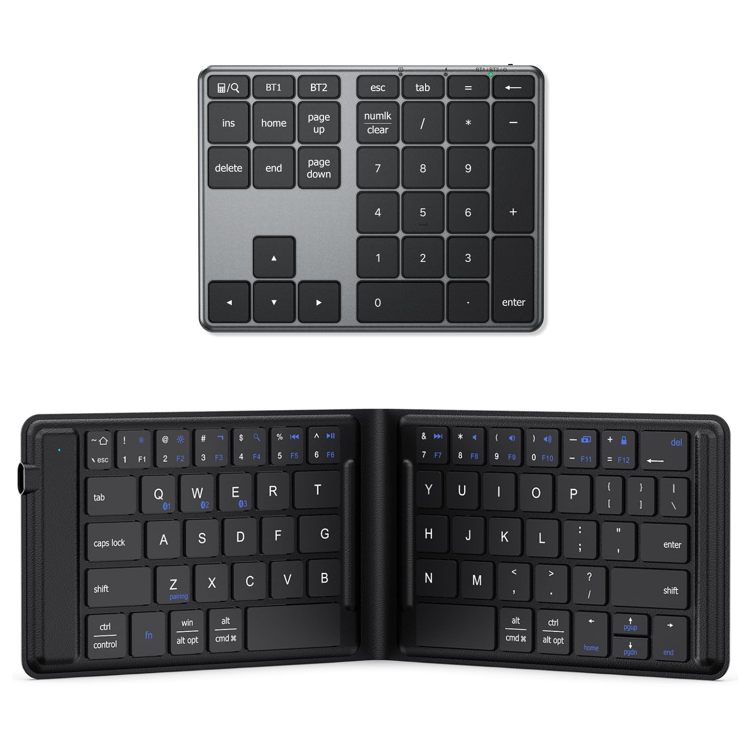 iClever Bluetooth Number Pad, Multi-Devices Wireless Number Pad, USB-C Rechargeable, External 34-Keys Numpad for Data Entry, Compatible for Laptop, Mac, iMac, Notebook, PC Desktop