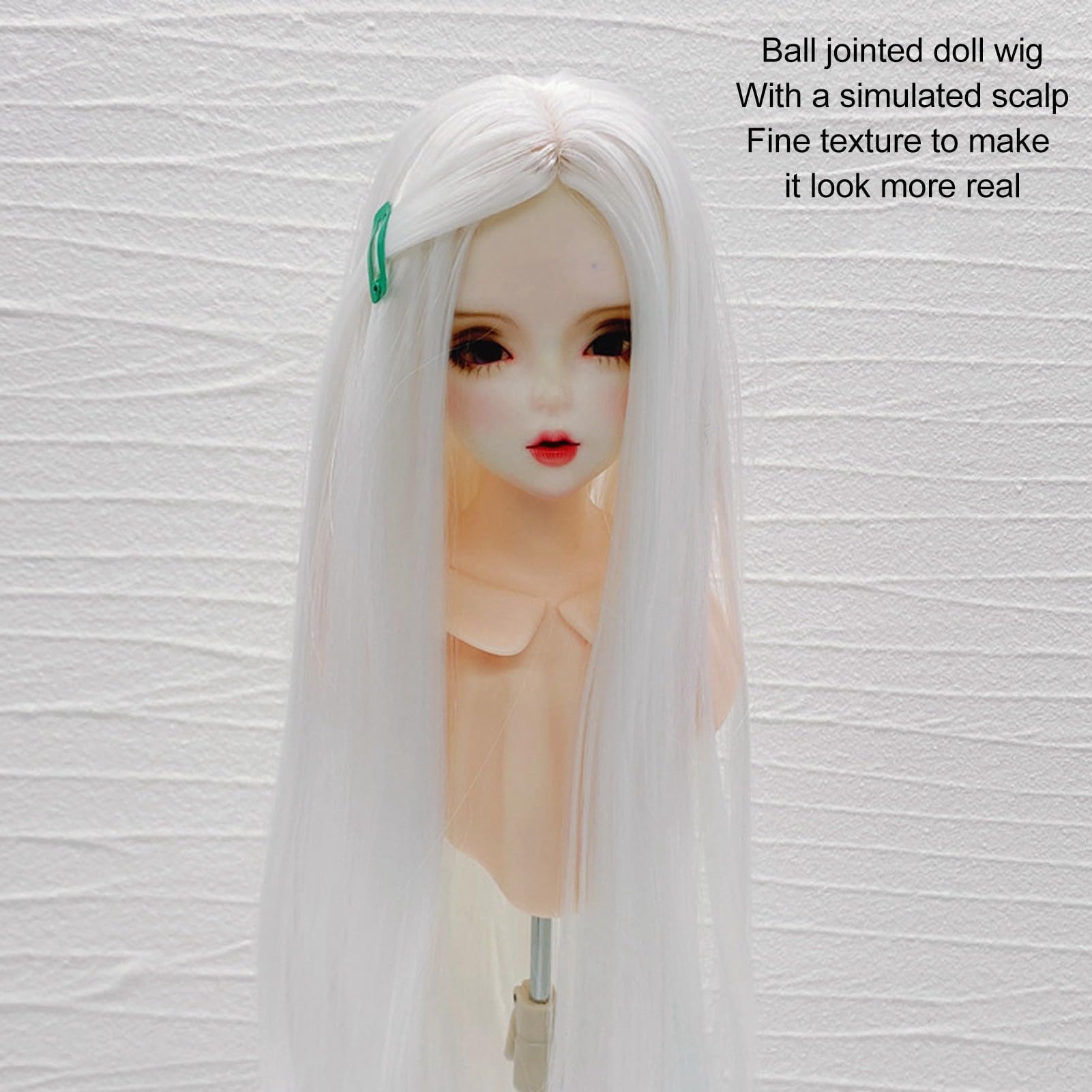 Capelli per Bambola BJD, Morbidi Capelli di Seta Ad Alta Temperatura Estensioni dei Capelli Sintetici Bambola Parrucca Fai da Te per Bambola da 7 a 8 Pollici (WHITE)