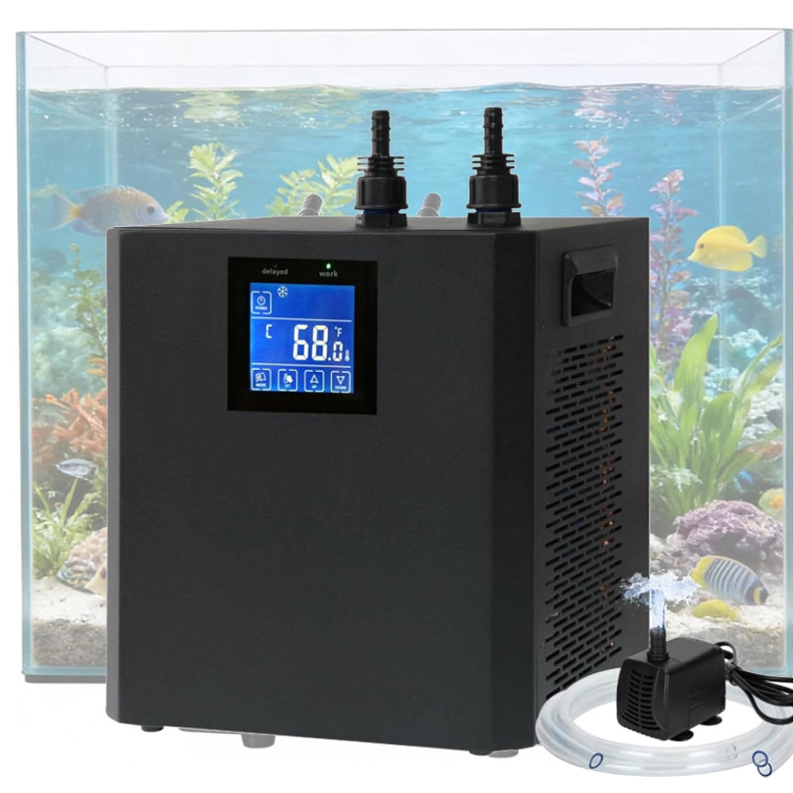 Hydravex 79 Gallon Aquarium Chiller, 1/3 HP Active Aqua Chiller for Axolotl, Fish Tank Chiller with LED Display, Pipe, Water Pump, Remote Control, Hydroponic Cooling System, Aquarium Cooler
