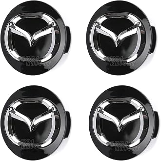 ARKOSKNIGHT 56mm Wheel Hub Center Cap with Logo Emblem ABS Material Compatible with Mazzda Accessories(Mzd Black)