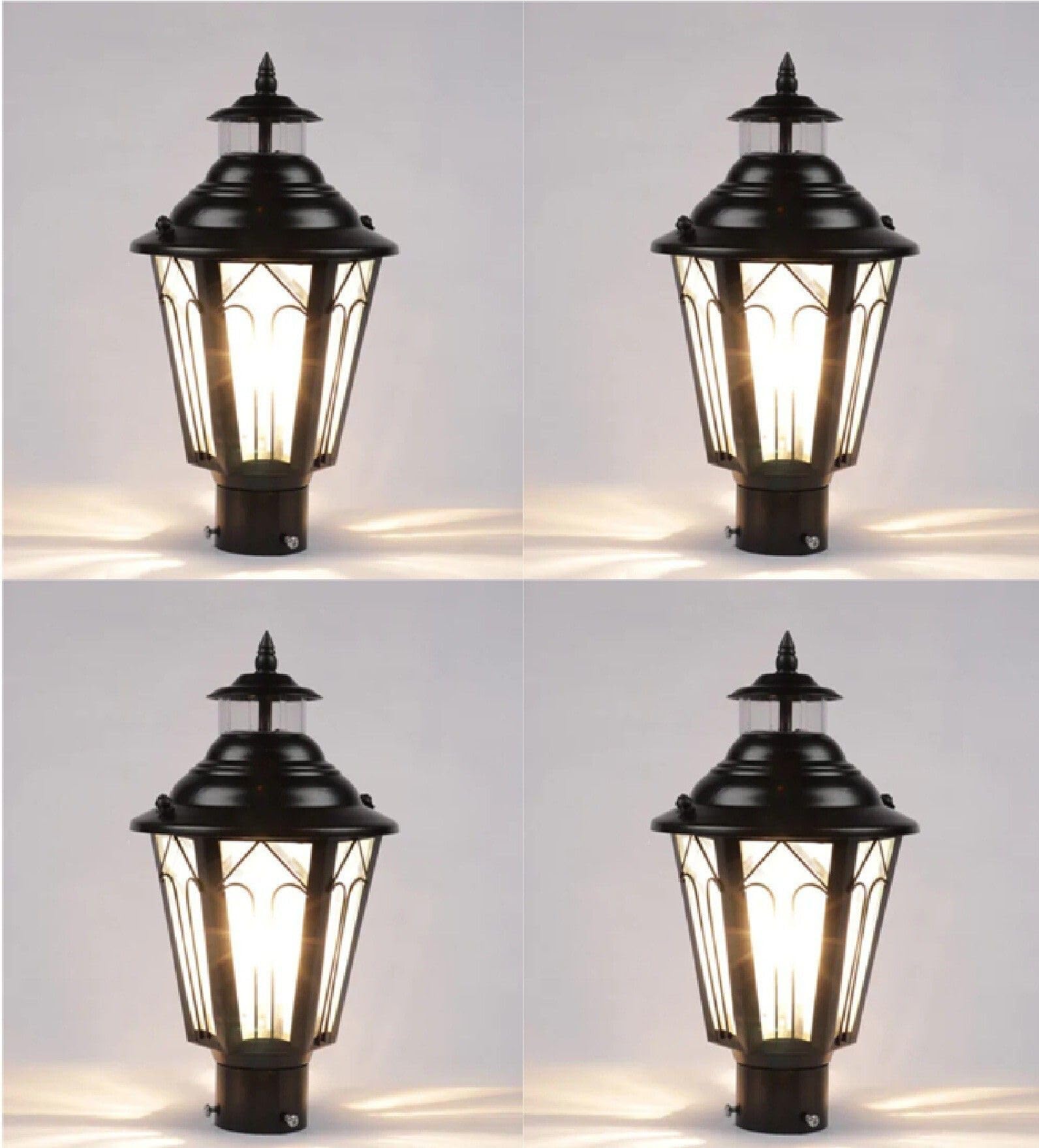 Black Iron Glass Fixed Gate Light Pack of 4 | Outdoor Garden Roof Entrance Lamp | Durable Weather-Resistant Exterior Lighting Fixture-image-35