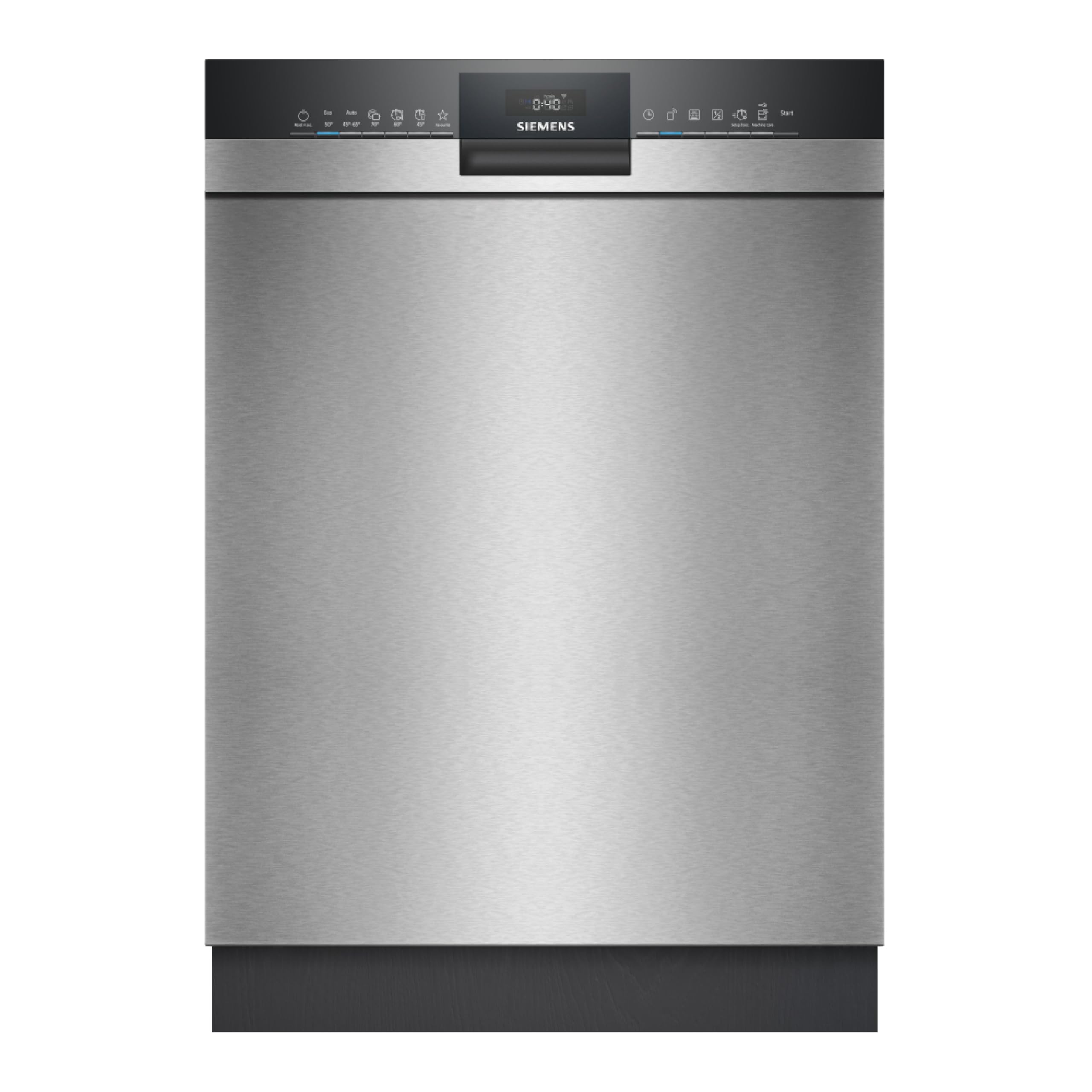 Siemens SN43ES28AE iQ300, Unterbau-Geschirrspüler, 60 cm, Made in Germany, bis zu 3-mal schneller spülen, automatische Türöffnung nach Spülende, smartStart, flex Körbe, Gebürsteter Stahl