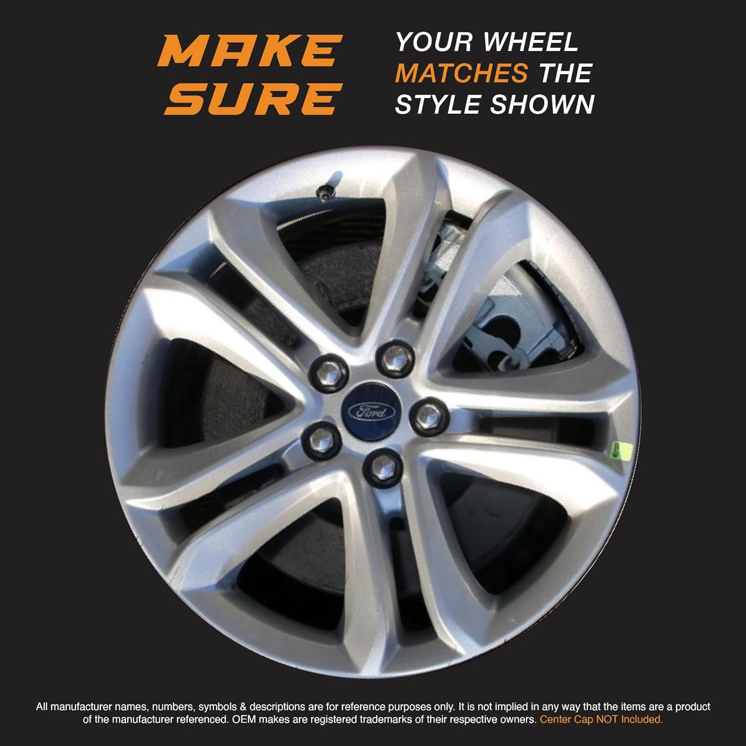 18" Gloss Black Wheel Skin Set Made for Ford Edge (2019-2020) | Durable ABS Plastic Cover Hubcap | Fits Directly Over OEM Wheel