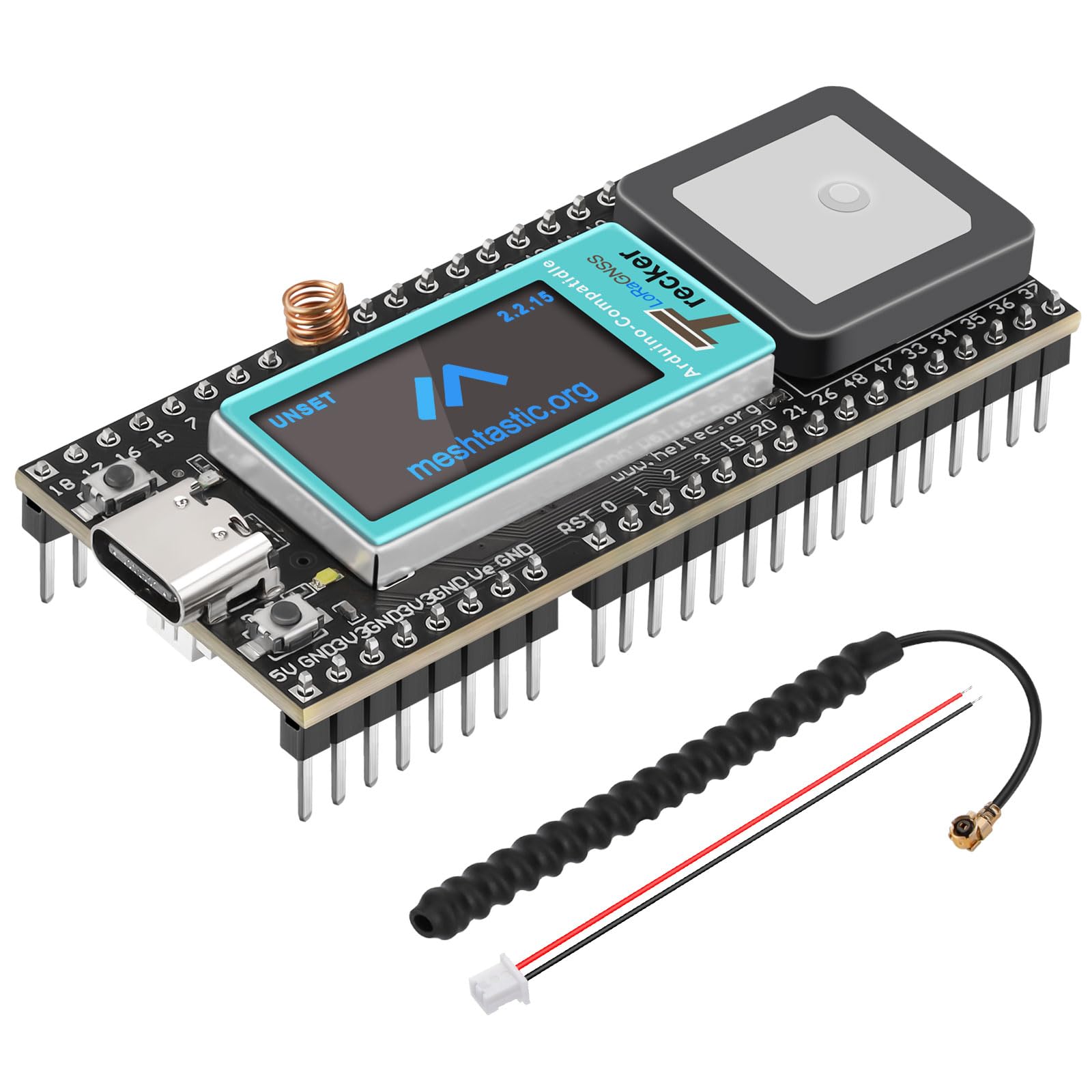 Seamuing Wireless Tracker Integrado UC6580 SX1262 863 928MHz Lora WiFi Bluetooth, Soporte GPS GLONASS Galileo, Tarjeta de Desarrollo ESP32 con Pantalla LCD para Arduino Escena Inteligente
