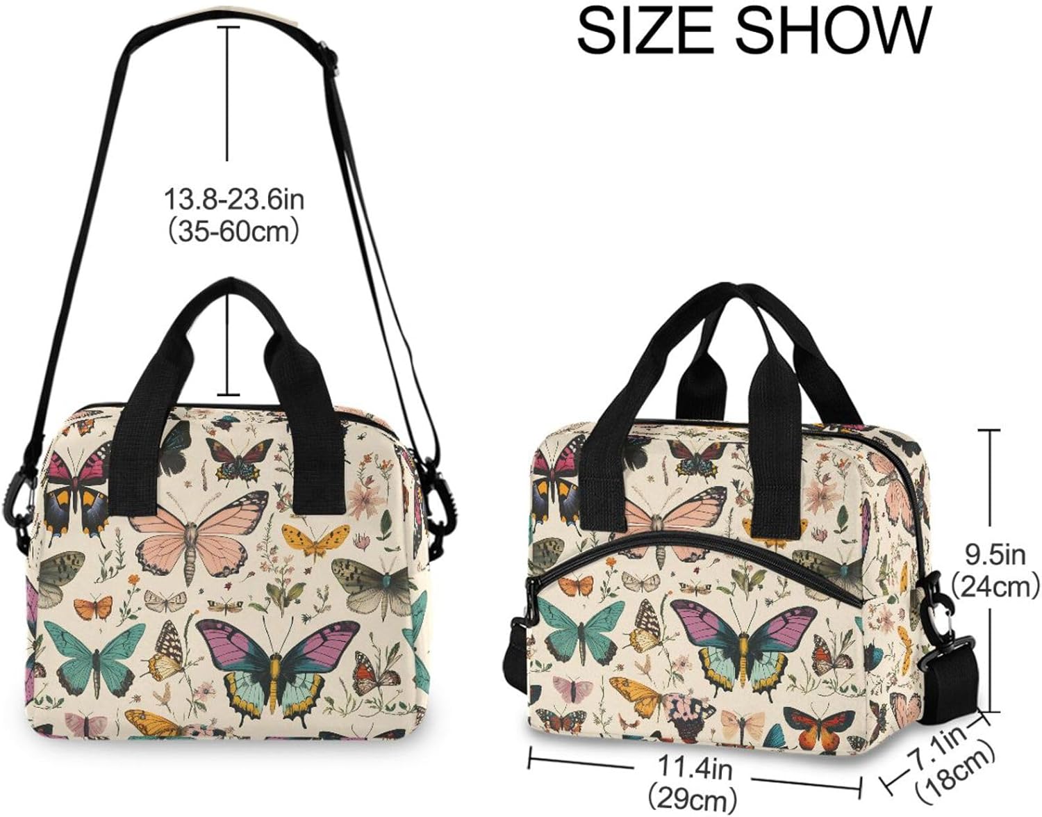 Insulated Lunch Bag for Women Men Butterfly Pattern Large Reusable Lunch Box Adult Leakproof Portable Cooler Tote Bags for Work Picnic - Image 3