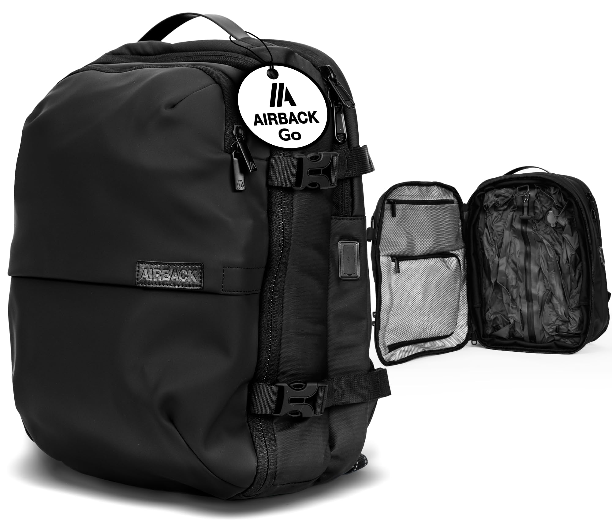 Airback AirbackGO Toilettas en vacuümpomp voor weekendreizen, olijfgroen, matzwart, Carry On