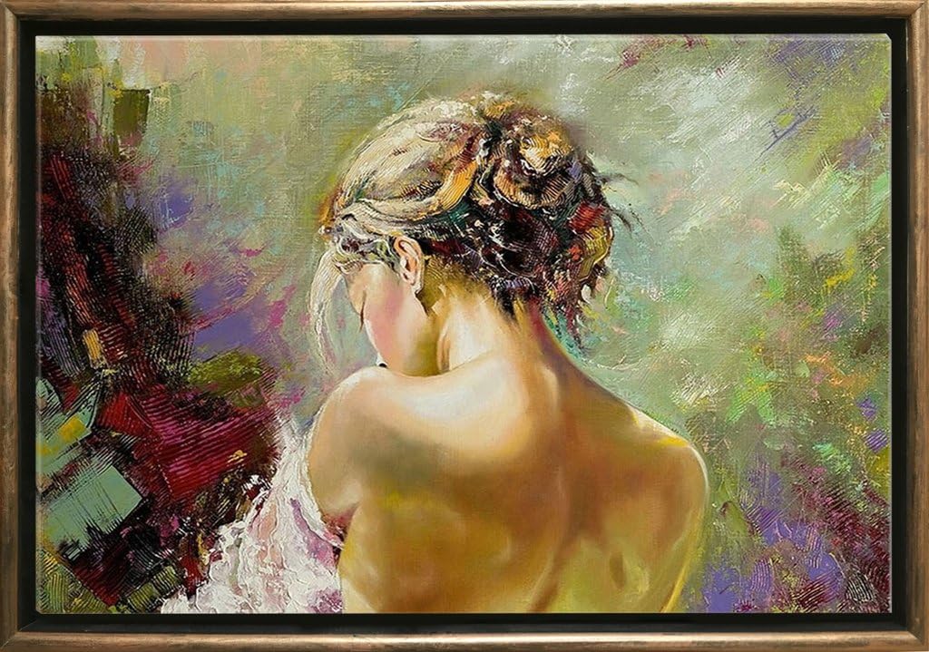 Startonight Luxury Framed Art Bronze Sexy Back of a Woman Dual View Surprise 27.56 Inch By 39.37 Inch Sensual Collection Wall Art