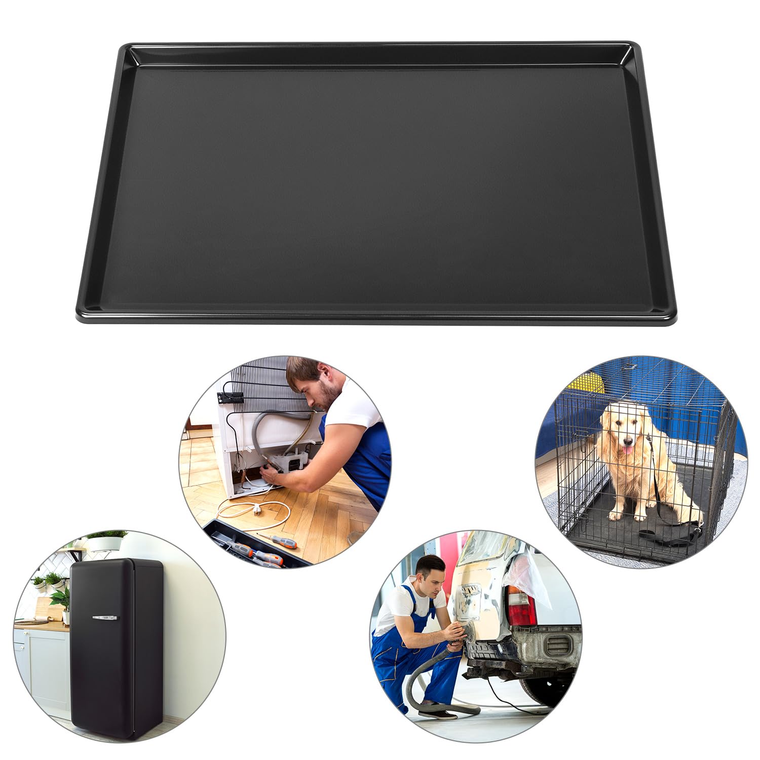 QWORK® 2 Stück Extra Große Ölauffangwannen, 90 x 55 cm Kunststoff Ölauffangbehälter, zum Auffangen von Motoröl, Getriebeöl