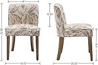 Vista 3 de Farmhouse Dining Chairs Set of 4 Upholstered Floral Pattern Kitchen Chairs with Low Back, Linen Dining Room Chairs with Wood Legs for Home