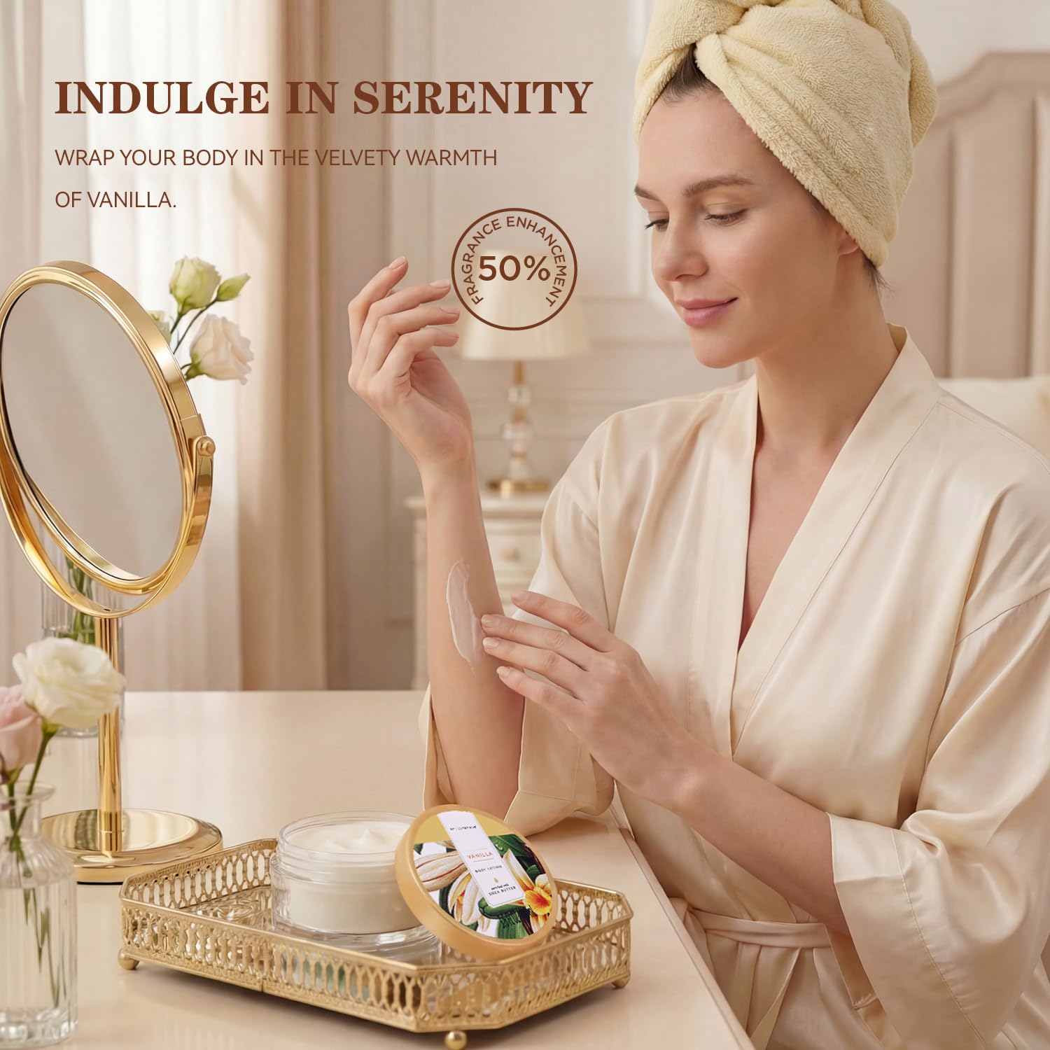 SPA LUXETIQUE 15 tlg. Bade Geschenkset für Frauen Vanilleduft mit Duschgel, Haarkappe & Handtasche