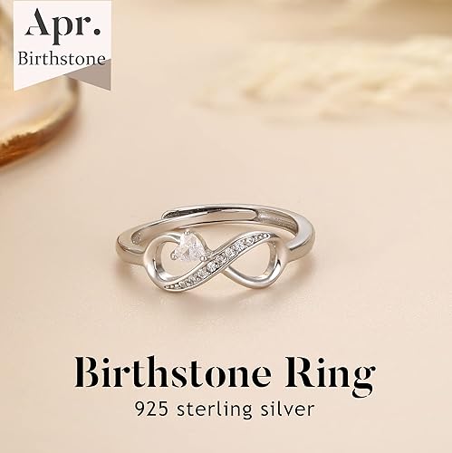 Miniatura 3 de MILACOLATO Anillos de plata de ley 925 chapados en oro blanco de 18 quilates, ajuste cómodo, anillos ajustables de circonita cúbica, anillos de