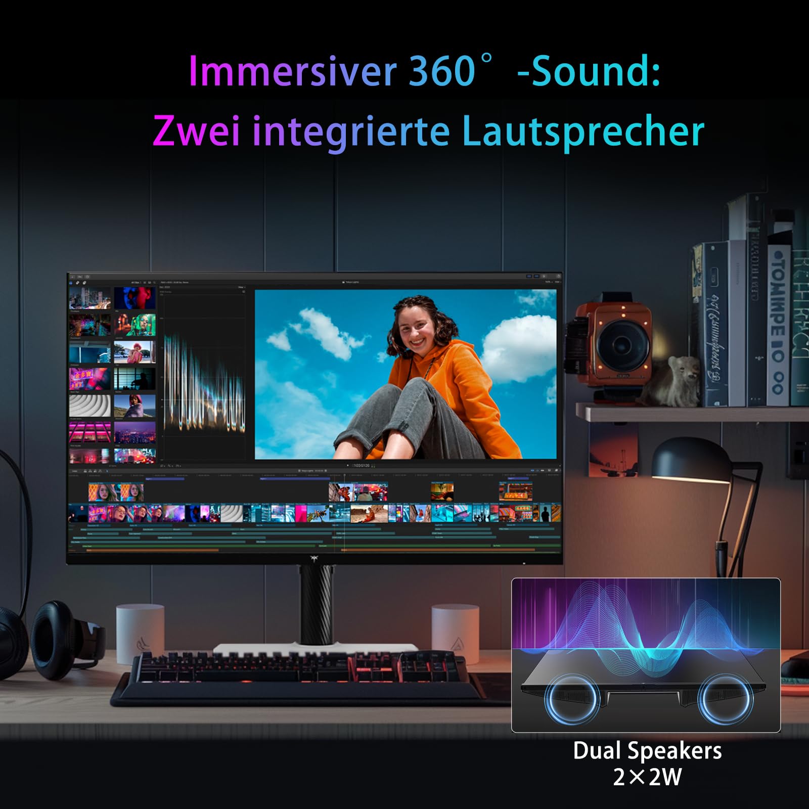 KTC Monitor Gaming 27" WQHD, 2560x1440, 210Hz, 1ms GTG, Fast IPS, Adaptive Sync, Bianco Schermo PC, HDR400, 131% sRGB, Altoparlanti Integrati, Luce blu bassa, VESA 100x100, DP1.4/HDMI 2.0, H27T6
