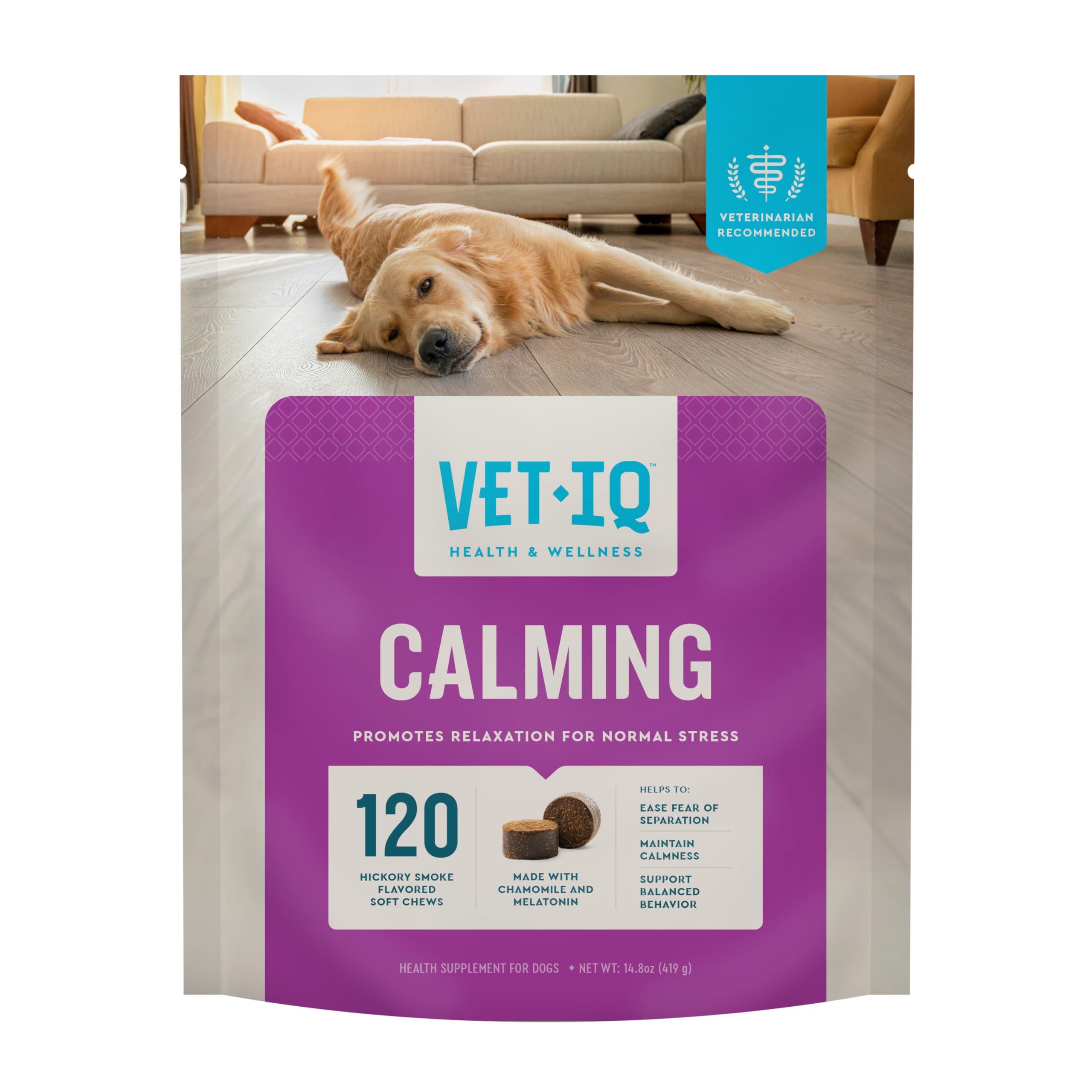 Calming Support Supplement, Calming Chews for Dogs Help Manage Stress and Promote Relaxation, Anxiety Relief for Dogs, Made in The USA, 120 Count