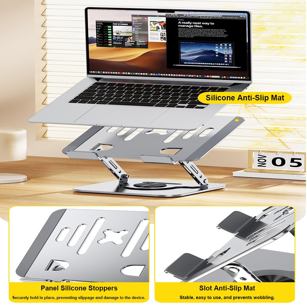 Supporto Di Raffreddamento Per Laptop,Supporto Di Raffreddamento Verticale Per Laptop,Rotazione A 360°,Silicone Antiscivolo,Regolazione Dell'altezza,Capacità Di Carico 10Kg,Per 10-17,3" A