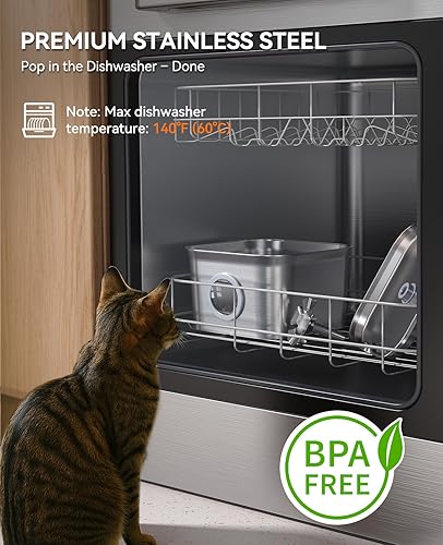 Miniatura 3 de Fuente de agua para gatos de acero inoxidable para beber con 3 filtros, fuente de bebida automática para mascotas de 2.8 L para gatos con bomba