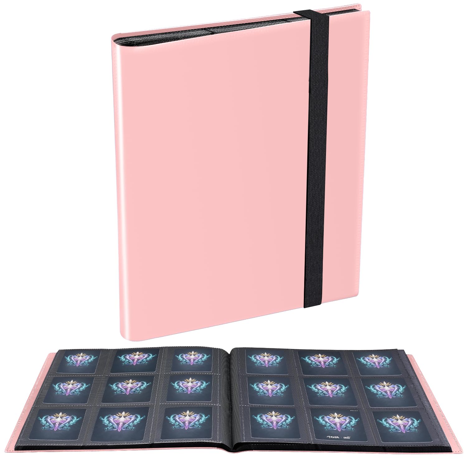 Card Binder, 360 Pockets Upgraded Trading Card Binders, Cards Collection Binder 9 Pocket, Side Loading Yugioh Binder Book Holder for MTG, TCG, Sport, Football, Baseball Collector Cards - Pink