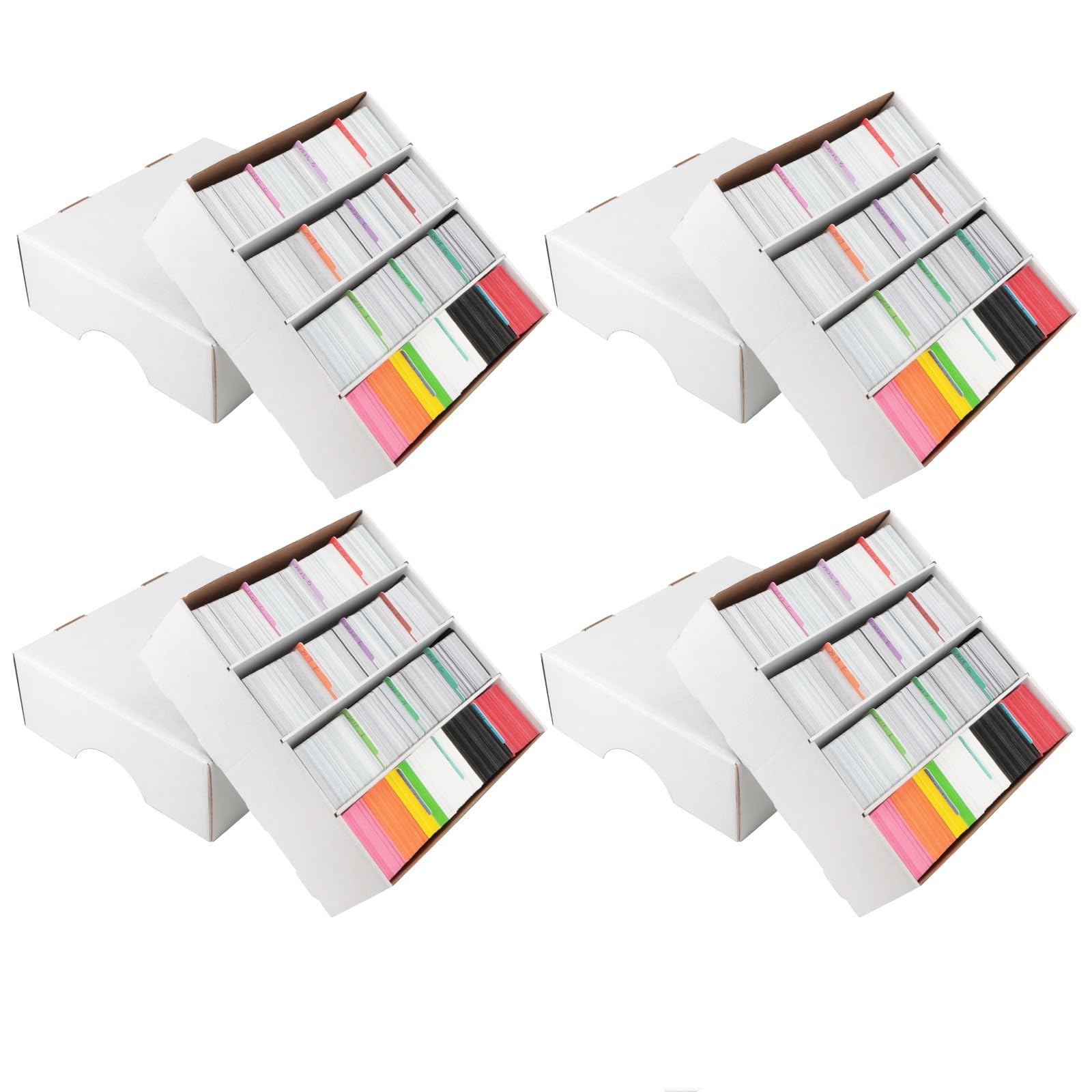 AOBOPLE 4 Rangées Boîte de Rangement de Cartes,Pour 13760+ Boîte de Rangement Pour Cartes à Collectionner Avec 48 Séparateurs Colorés et Rubans,Boîte de Rangement Pour Carte de TCG.