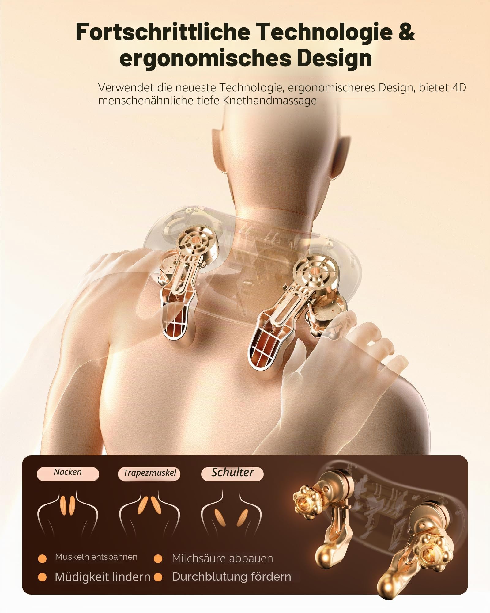 KNQZE® Shiatsu Massagegerät 4D, 2026 Kabellos Nackenmassagegerät mit Wärme, Verbesserte Graphenheizung, 4D Shiatsu Tief knetende Nackenmassage für Nacken, Schulter, Rücken, Geschenke,Schwarz