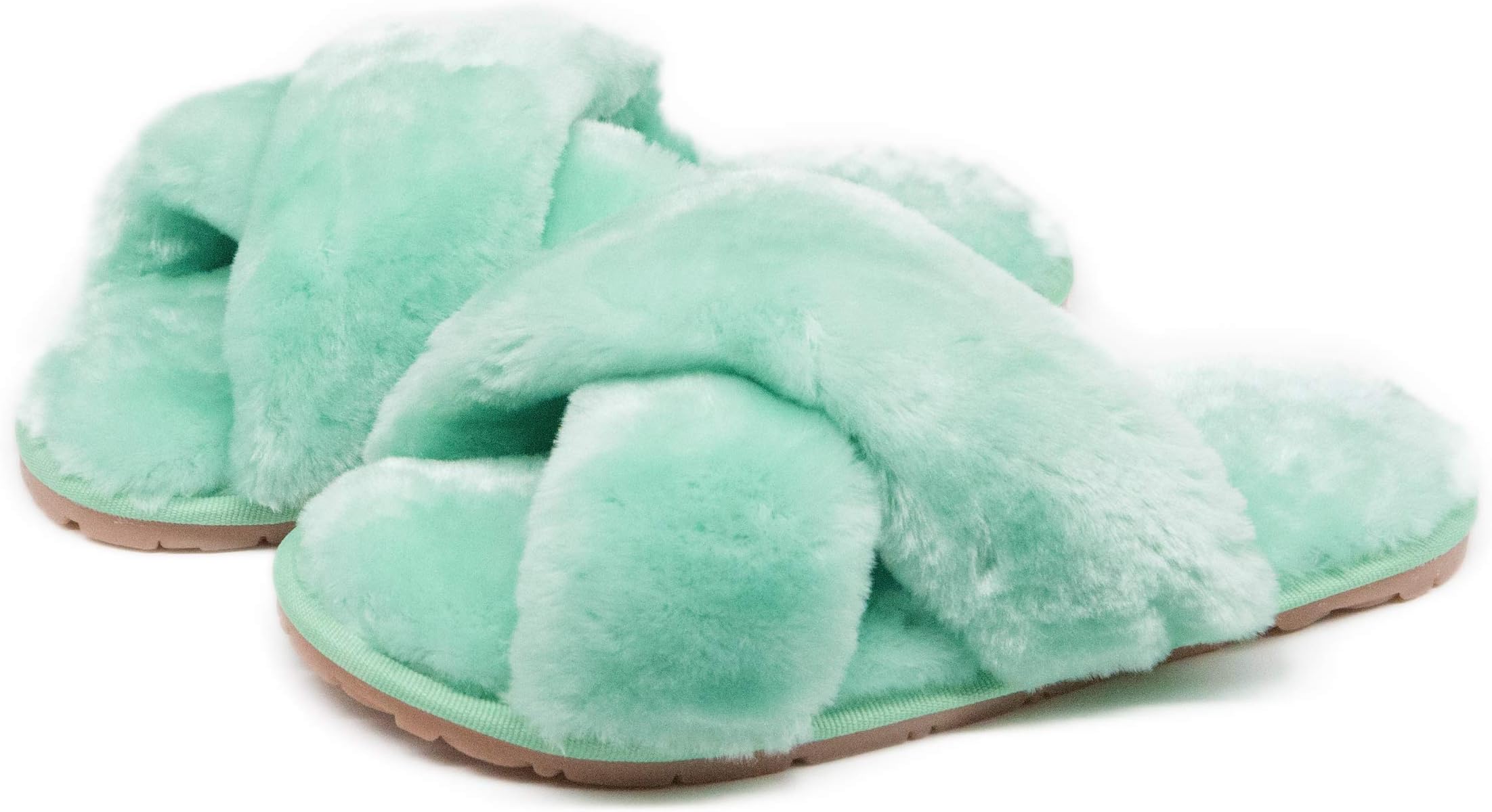 Crazy LadyWomen's Fuzzy Fluffy Furry Fur Slippers Flip Flop Open Toe Cozy House Sandals Slides Soft Flat Comfy Anti-Slip Spa Indoor Outdoor Slip on