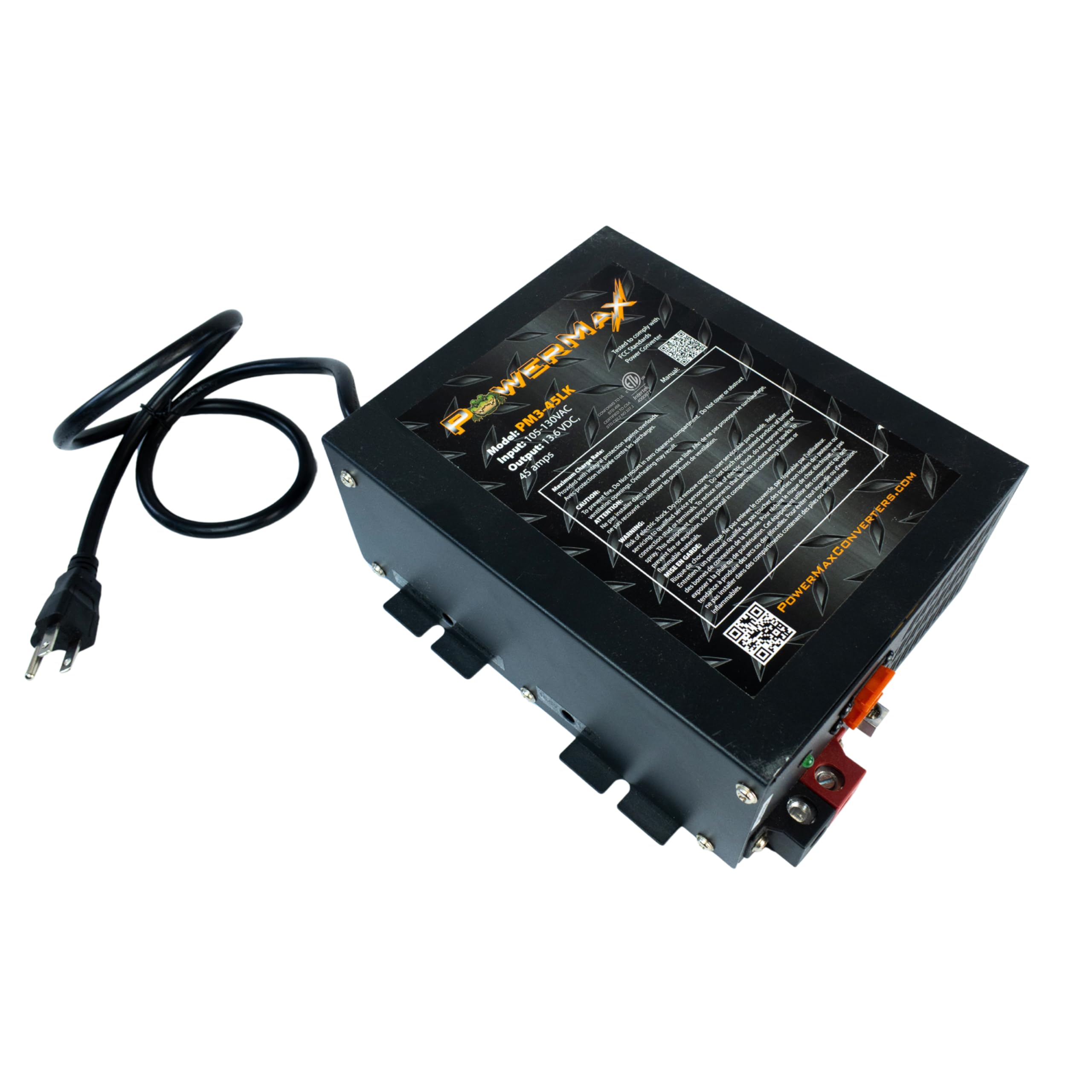 PowerMax PM3-45 Power Supply, AC to DC Converter 110/120 VAC to DC 0-12 Volt 45Amp, Battery Charger with 3 Stage Smart Charging Mode, Built-in Cooling Fan and LED Indicator Light, Lithium Compatible