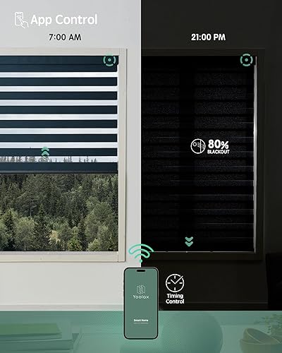 Miniatura 10 de Yoolax Persianas motorizadas con control remoto, persianas motorizadas de cebra compatibles con Alexa, persianas motorizadas de privacidad, 70%