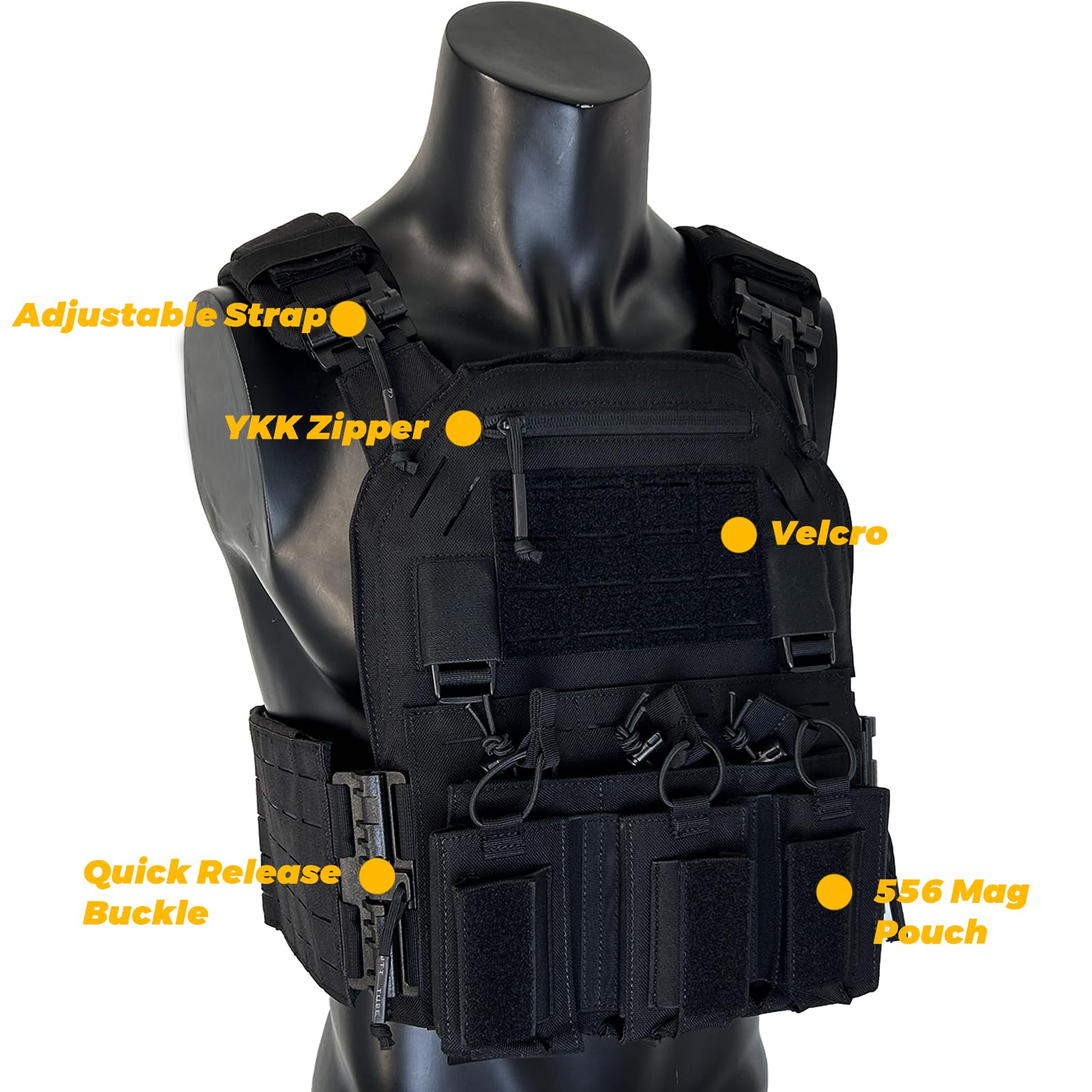 Gilet tattico in nylon 1000D con tasca per riviste 556, giubbotto di protezione leggero, sistema di sgancio rapido, compatibile con MOLLE