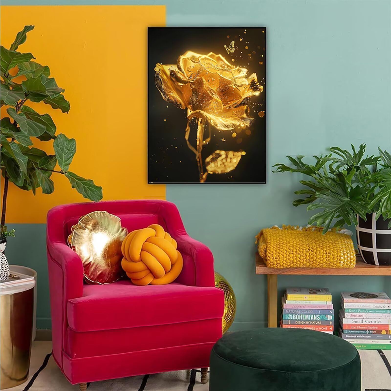 Diamond Painting Pianta, Diamond Painting Erwachsene Rosa Bastelset, DIY Diamant Malerei Runder Vollbohrer Diamanten Kinder Malerei Stickerei Kreuzstich Dekoration, Geschenk 90x120 cm PJY9 L-H