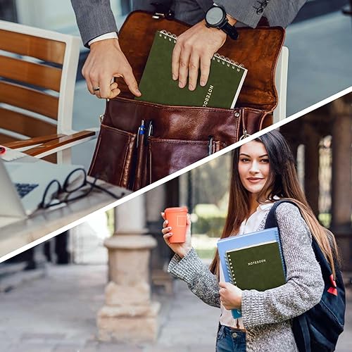 Miniatura 6 de Cuaderno de espiral, de gamuza con rayas universitarias, de tapa suave, con 160 páginas, tamaño A5, tamaño grande, 8.5 x 6.34 pulgadas, tapa dura,